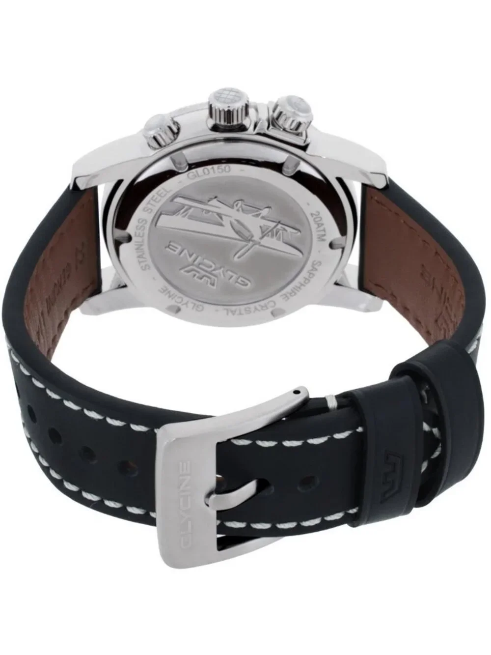 NWT Glycine Airman Contemporary GMT Quartz Black Dial Men's Watch